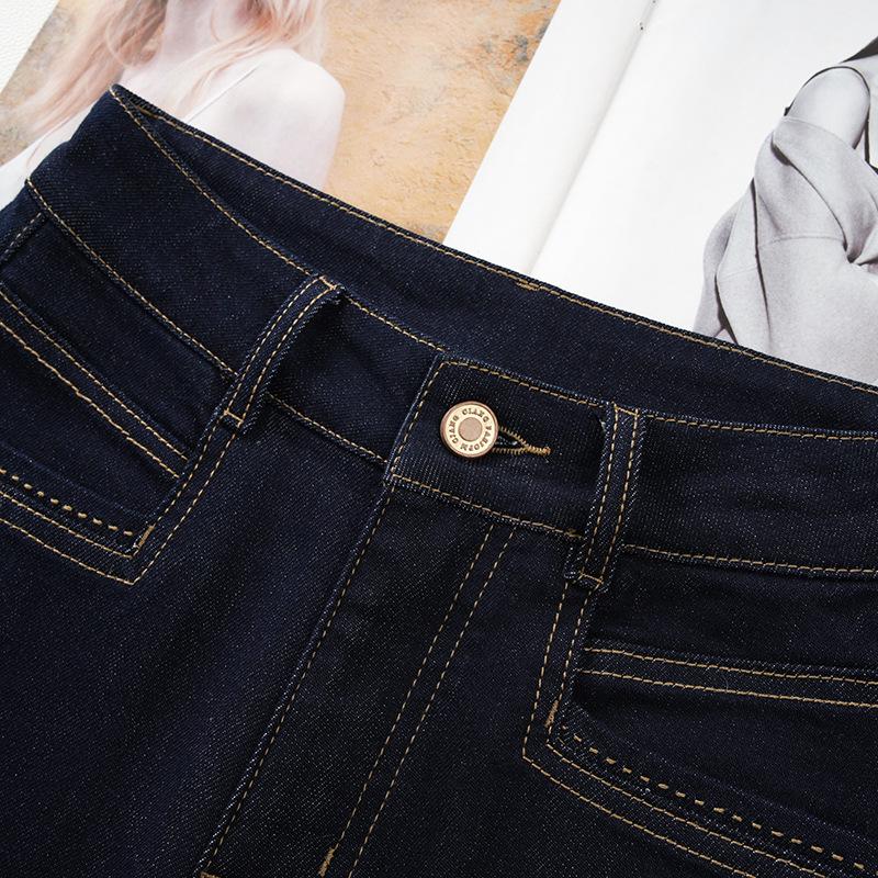 Women's 2025 Dark Blue High-Waisted Straight-Leg Jeans - Loose, Floor-Length Wide-Leg Pants for Spring