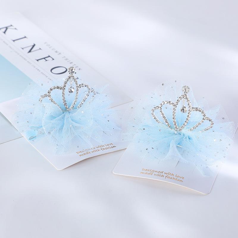 Barnkrona Barrettes Sidoklämma Födelsedag Huvudbonad Nät Prinsesserie Flickhårnål Snäpp Hårspännen Hårspännen för Flickor