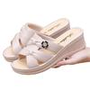 Women's slippers heightened thick-soled going out high-end wedge heels high-heeled sandals home non-slip hollow women's shoes