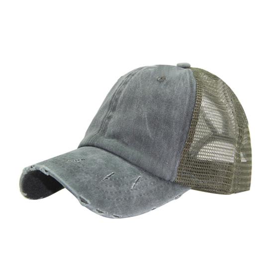 Women Ripped Anti UV Mesh Ponytail Hat Adjustable Breathable Sports Baseball Cap