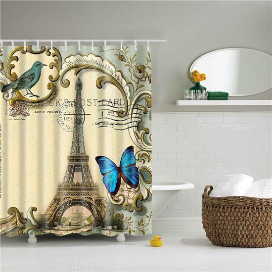 Vintage Style Paris Style Tower Retro Bathroom Shower Curtain Fabric Waterproof Polyester Cortina Ducha 180X180cm