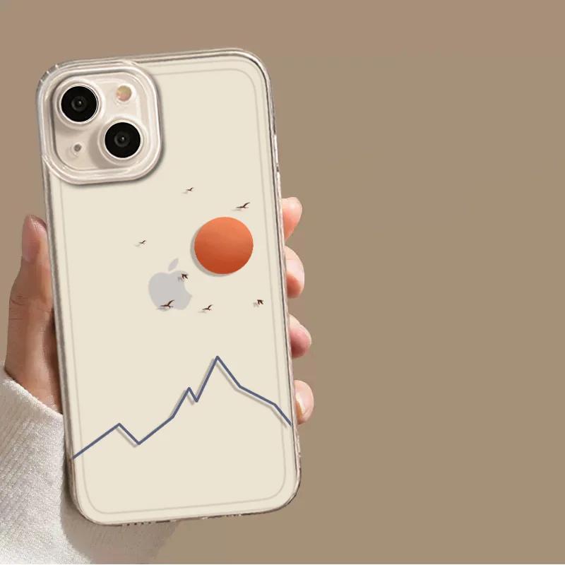 

Прозрачный парный чехол для телефона Солнце и Луна для iPhone 17 15 14 12 11 13 16 Pro Max Mini X XR XS 7 Plus Прозрачная крышка Fundas iPhone 14