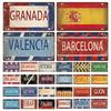 Hiszpania miasto metalowy znak tablica rejestracyjna tablica metalowa Vintage znak blaszany BARCELONA/MADRYT/SEWILLA flaga Bar Pub człowiek jaskinia klub plakat
