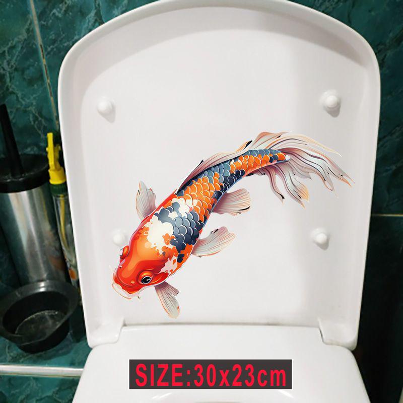 

Красивые наклейки для ванной и туалета с рыбками Современные декоративные наклейки для дома Водонепроницаемая самоклеящаяся наклейка красный