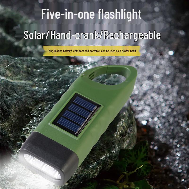 Solar Hand Crank Multi-Functional Emergency Camping Light - Portable Outdoor Power Generation Flashlight