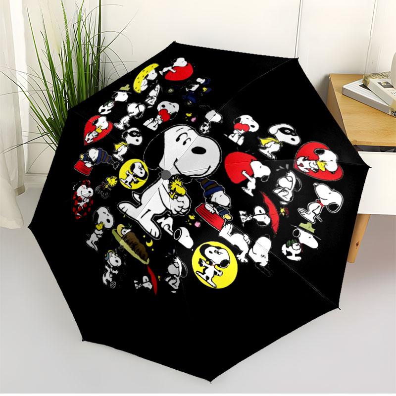 Snoopy Print Automatic Open Close Umbrella, Portable Foldable Umbrella, for Outdoor Commute Camping Trip, Ideal Birthday Gift