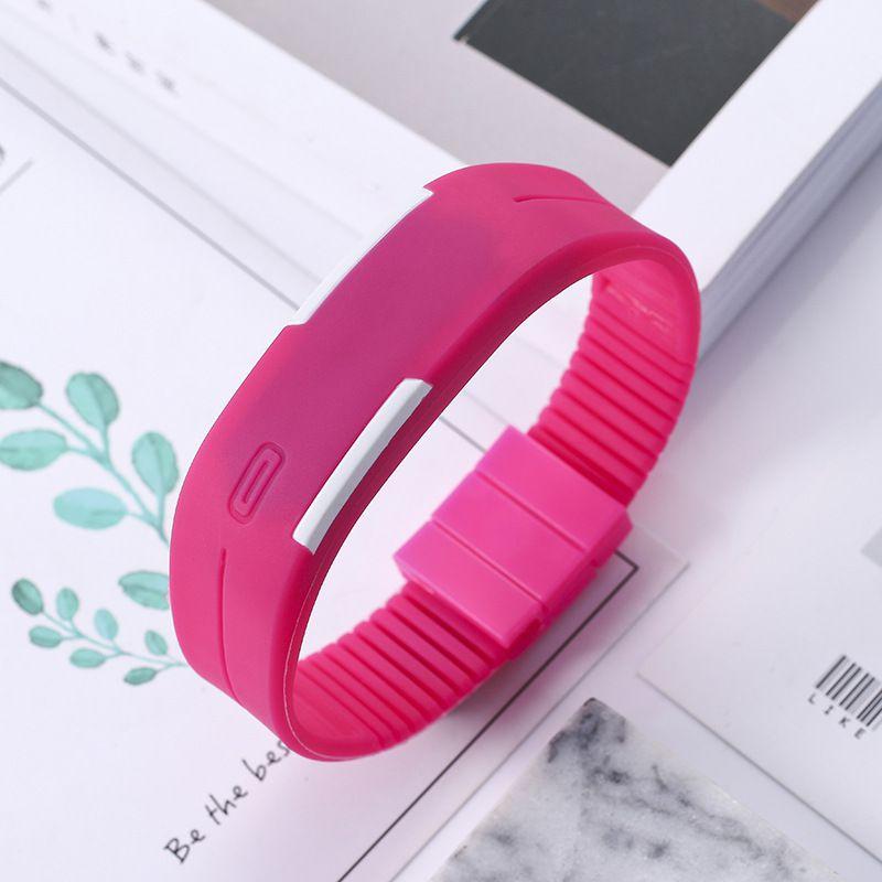 Stylish Kids Digital Led Silicone Watch With Adjustable Strap And Rectangular Dial