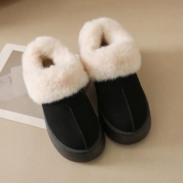 

Утолщенные женские зимние ботинки с флисовой подкладкой, новые зимние туфли на плоской подошве, ленивые ботинки с теплым хлопковым резиновым верхом 41