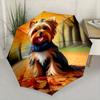 Yorkshire Terrier Dog Umbrella with Autumn Leaves - Automatic Open/Close, Compact Folding Umbrella, Portable Pet Lover Gift Fo