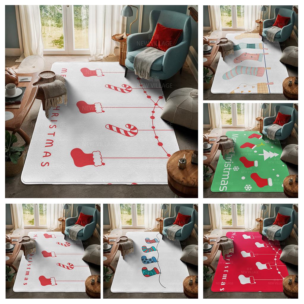 House Entrance Carpet Home Door Mat Living Room Bath Foot Bathroom Non-slip Water Absorption Rugs Bath Merry Christmas Winter