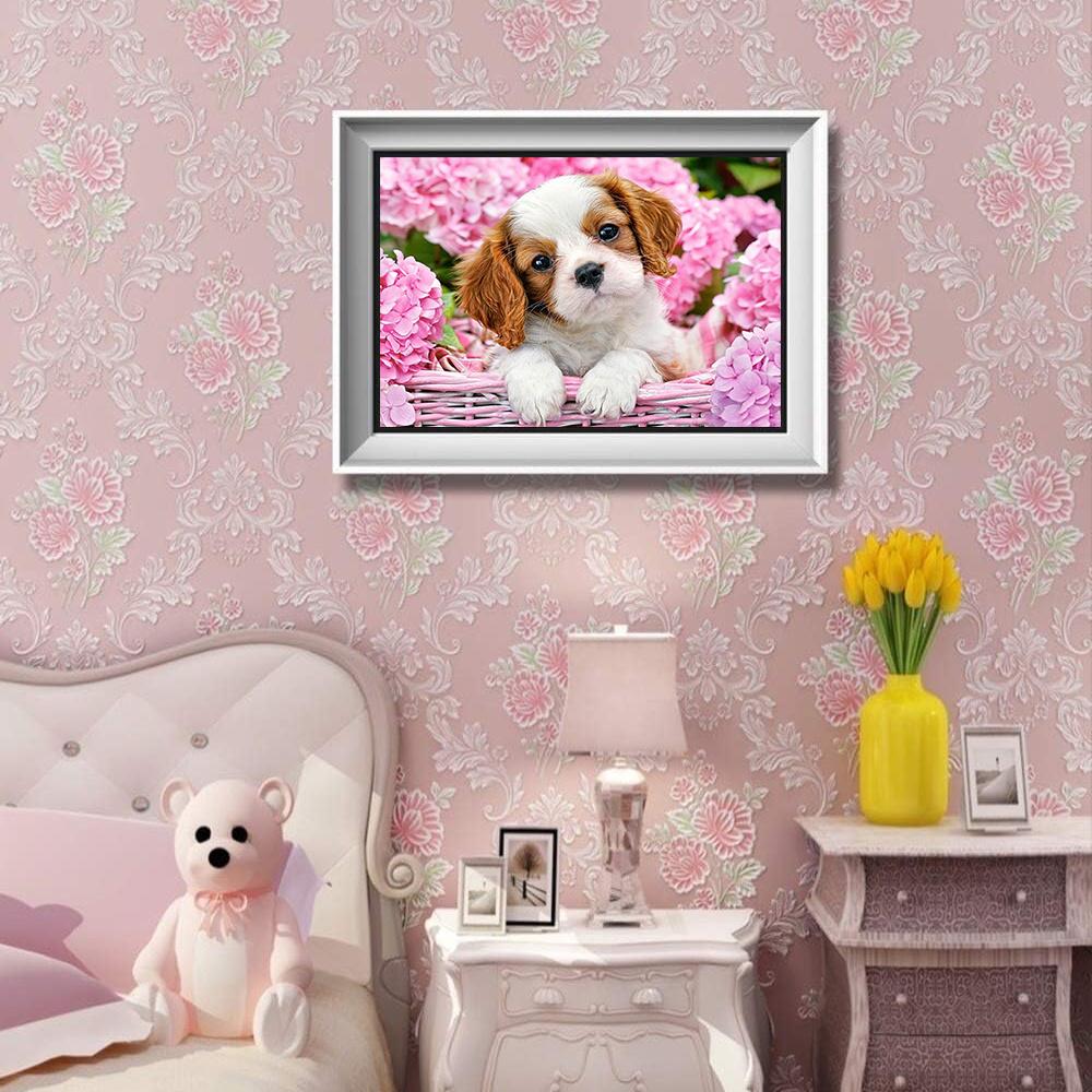 DIY Diamond Painting Cute Puppy Cross Stitch Kit Mosaic Art Diamond Painting Full Circle/Square Diamond Home Decoration