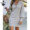 Damenmode, lässig, Herbst/Winter, einfarbig, mit langem Ärmel, Rollkragen