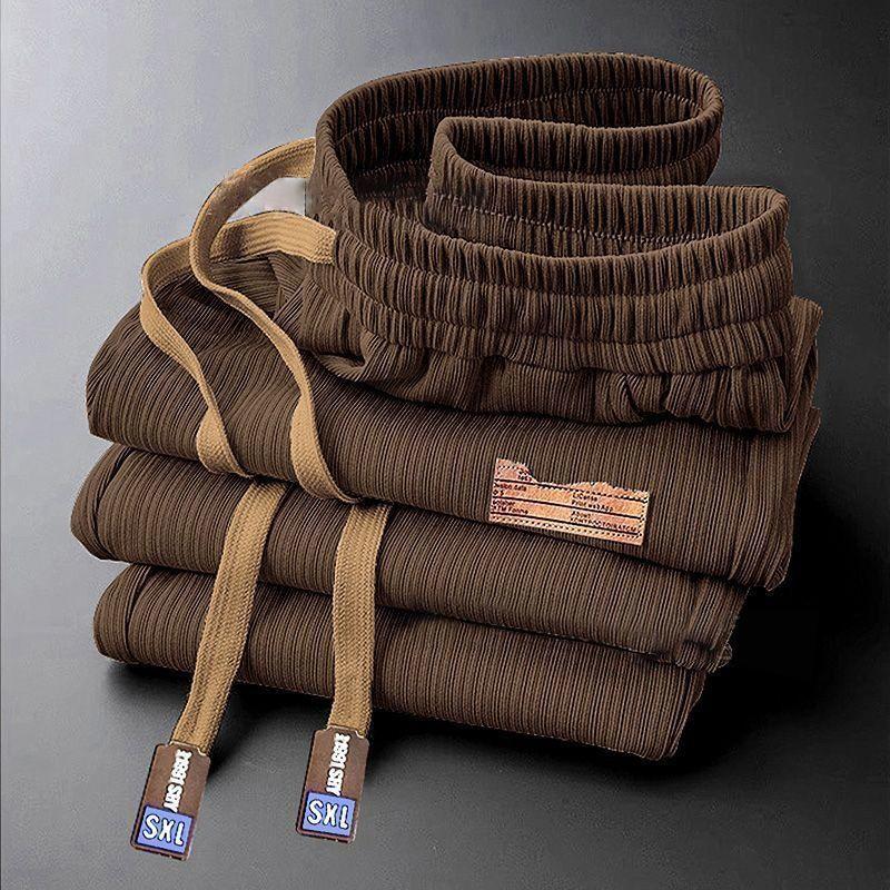 

Ice silk summer pants straight-leg pants men s thin high-end wide-leg pants breathable quick-drying casual pants 5XL коричневый