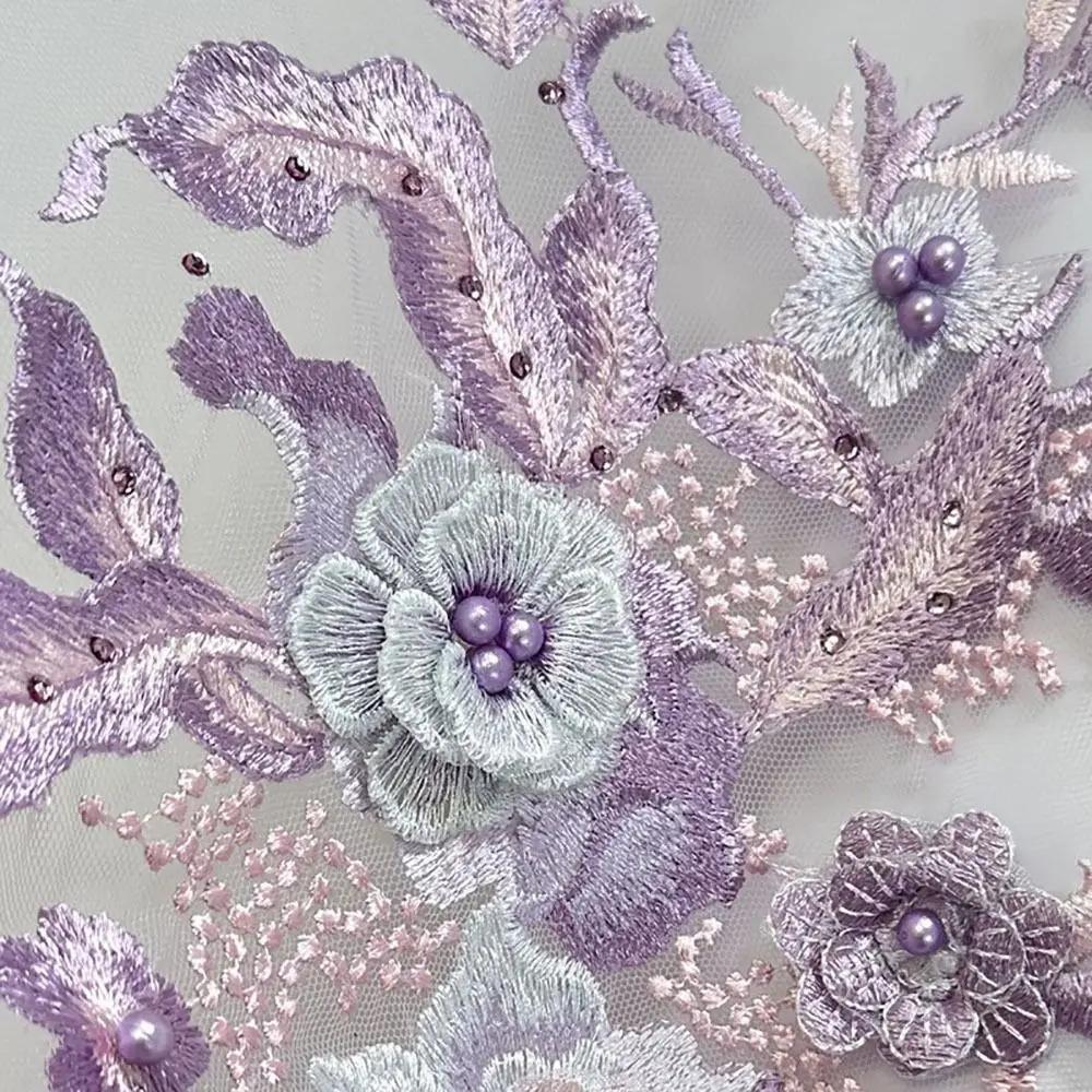 Mode Elegant Bunt Pailletten Stickerei Aufnäher 3D Blume DIY Spitze Stoffe Applikation Bestickte Blumen Aufnäher Hochzeit