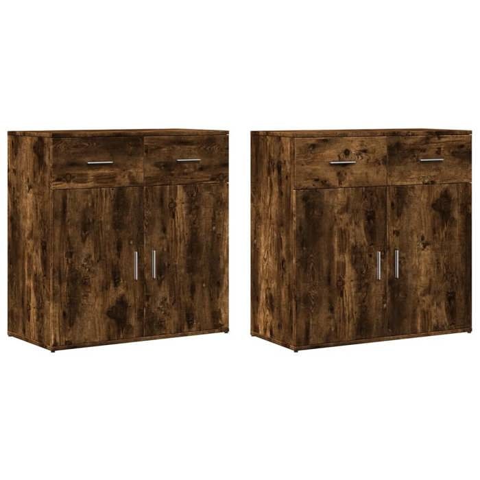 VidaXL Buffets 2 pcs chêne fumé 79x38x80 cm bois d'ingénierie 3276620