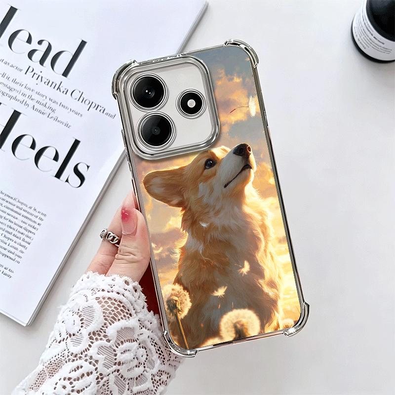 Corgi Hund Süß Vergoldet Handyhülle Für Xiaomi Redmi Note 14 15 Pro Plus 13 12 11 11S 11T 10 9S 9 5G Sturzfest Airbag Abdeckung