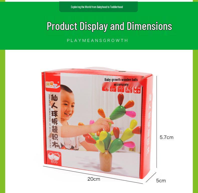 DIY Wooden Cactus Building Blocks: Educational & Multifunctional Stacking Toys for Kids