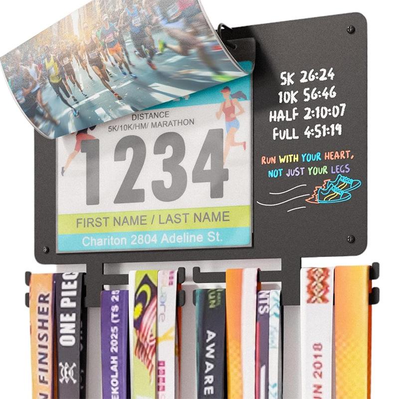 For Runners Medal Hanger Display, Medal Holder Wall Mount Holds 36 Medals, 80 Race One Size чёрный