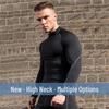 Men's Long Sleeve High Neck Sport Bodysuit - Quick-Dry High Elastic Fitness Training Base Layer Top