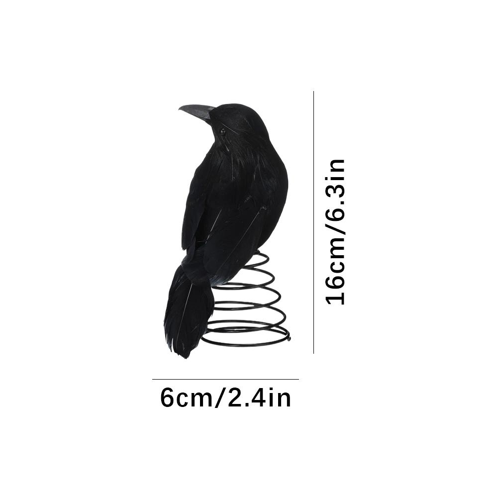 Simulation Black Crow with Flexible Spring Base Halloween Black Crow Props Simulation Fake Bird Ghost Festival Halloween Decor