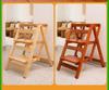 Solid Wood Foldable Ladder with Non-Slip Steps - Multi-Functional, Portable, Stackable, and Ideal for Household Climbing and Storage.