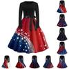 Women's Casual Fashion Round Neck Independence Day Print Retro Dress