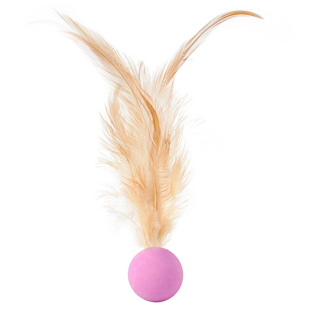 

Pet Elastic Ball With Feather Cat Toy Interactive Kitten Cat Teaser Ball High Rebound Cat Nibble Toy Ball Pet Supplies фиолетовый