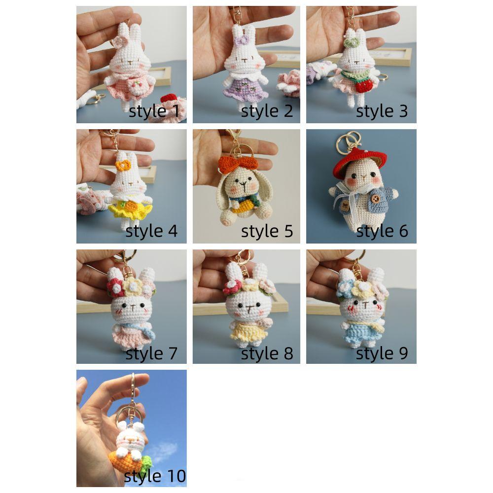 Handmaking Bunny Keyrings Knitting Rabbit Doll Pendant Creative Crochet Keyrings  Backpack