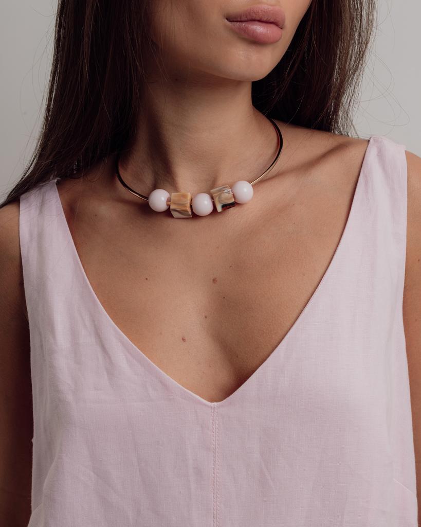 Summer Sundress with Decoration Nagrada 5138 42 Pink Linen