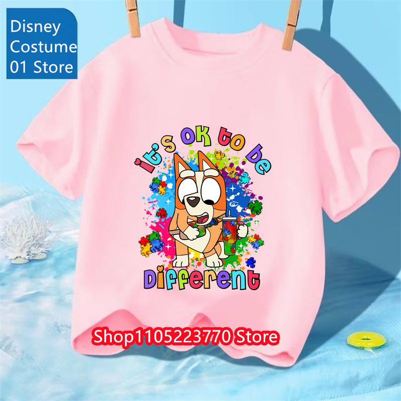 Koszulka Dziecięca z Motywem Bluey Chłopcy Dziewczynki Jesień Zima Kreskówkowy Graficzny Krótki Rękaw Codzienne Ubranie Góra