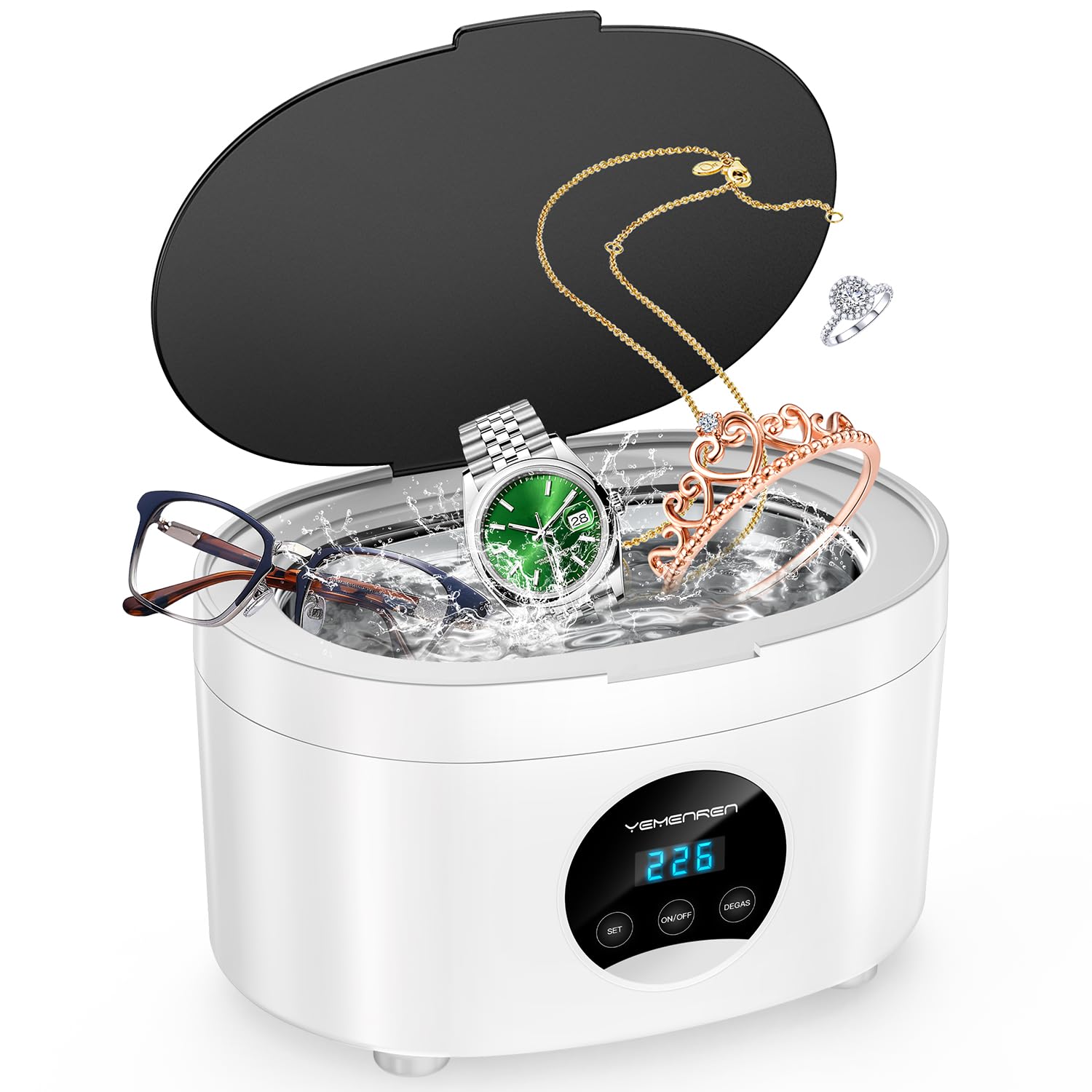 

YEMENREN Ultrasonic 600ml Large Small Home 5 Timer Cleaner for Precious Watch and Cleaning Basket Cleaner, Capacity, 48,000Hz, Use, Settings,