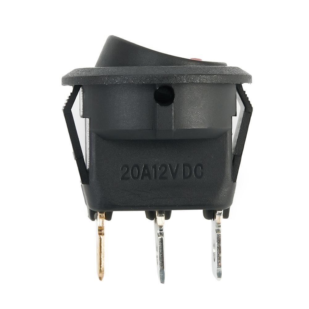 Czarny Czerwony Przełącznik Przełącznik Świateł Przeciwmgielnych Okrągły 12V Czerwona Dioda LED