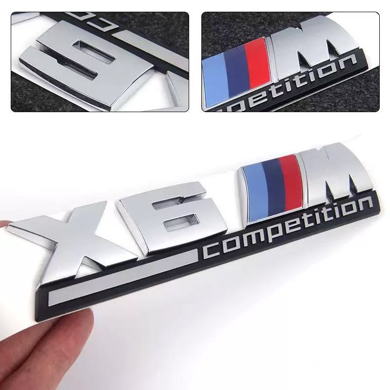 JYPK6 Gloss Black Silver Competition Underline Badge Car Sticker, Rear Trunk Emblem Fit for BMW Competition M1 M2 M3 M4 M5 M6 M7 M8 X3
