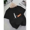 European sizes Short-Sleeved T-Shirt with Cartoon Cat And Dog Patterns, Perfect for Summer Wear, Comfortable And Versatile—Suitable for Children
