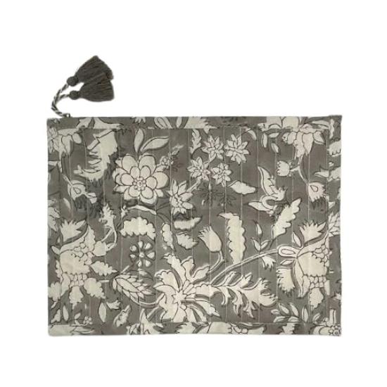 

Finissage Quilted Flat Pouch, Makeup Pouch, Small Item Case, Cosmetics, Floral and Botanical Print, Compatible with Maternal and Child Health