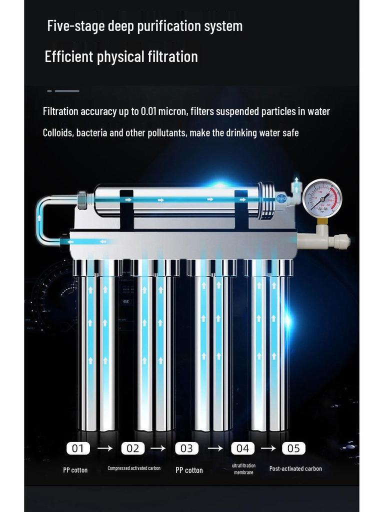 Five-Stage Stainless Steel Whole House Ultrafiltration Water Purifier for Direct Drinking