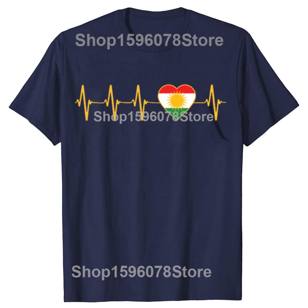 Funny Kurdistan Kurdish Heartbeat T Shirts Men Women Pure Cotton Funny Humor Streetwear Tee Shirt Short Sleeve Unisex Clothing