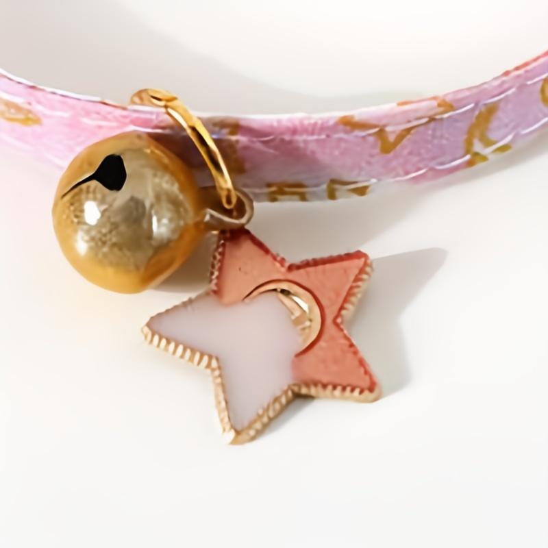 1pc-Personalized collar with tags, cute cat collar with bells, adjustable anti loss cat collar