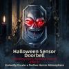 Batteriebetriebenes Halloween-Skelett-Requisit Sprechende LED-Leuchtende Augen Sprechender Geist Glocke Mottoparty