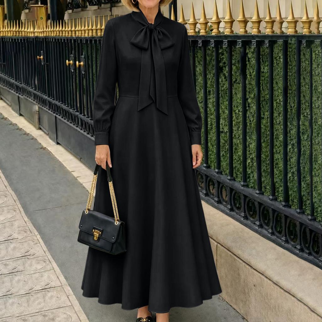 Women's Color Long Sleeve Dress for Elegant Everyday Wear