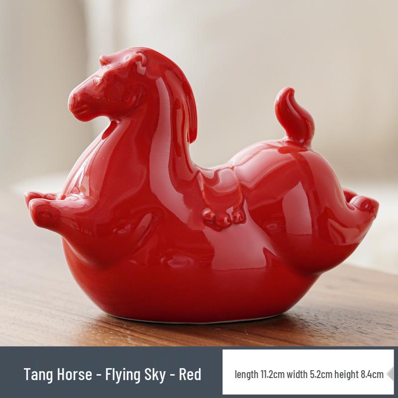 Modern Minimalist Ceramic Rocking Horse Ornament - Cute Green & Pink Tea Pet Decor for Home