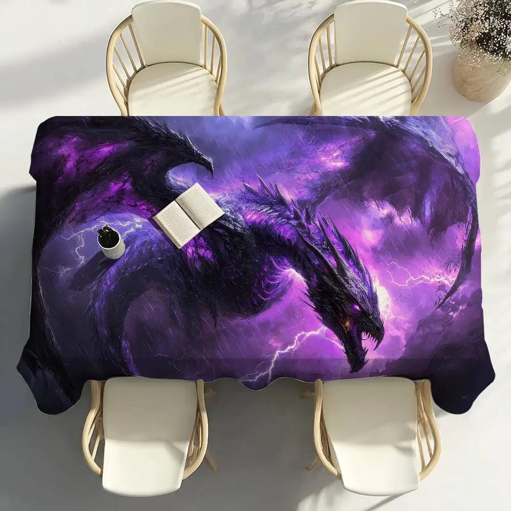 Fancy Style Studio Unisex Red Fierce Dragon Table Cloth Party Decor Dining Room Home Kitchen Patios Waterproof Stain-Proof Table Cloth