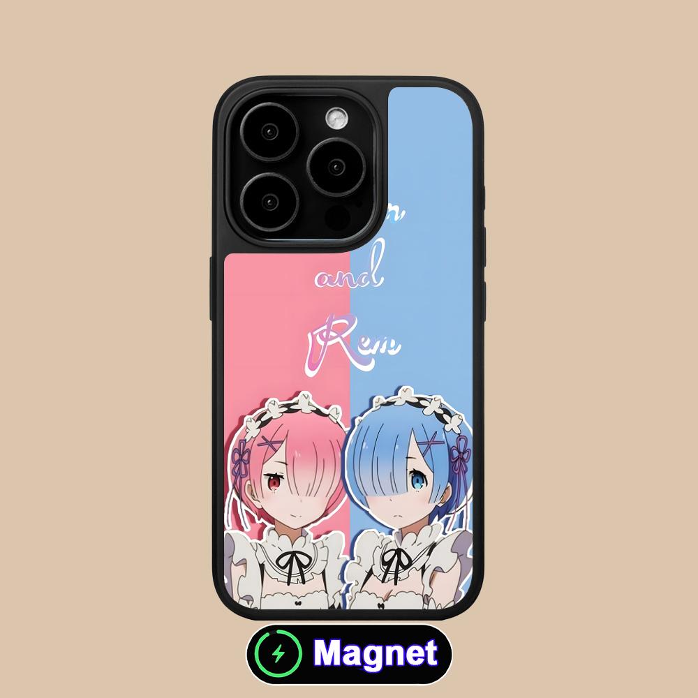ReZero Rem Ram Matte Surface Magsafe Mobile Phone Case for iPhone 17 16 15 14 13 12 11 Air Pro Max Plus Colorful Cover