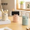 Macaron Colors Desk Organizer Cute Bear 2-in-1 Pen Holder & Phone Stand, Organizer, Large with Stand Capacity Storage for Pens Makeup Brushes Scissors