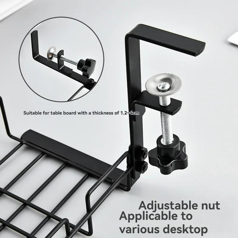 New Undertable Storage Rack Computer Desk Wire Organizer Without Perforated Metal Cable Tray Kitchen Storage Accessories