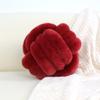 Nordic Inspirited Woven Round Pillow With Leather Fur Cover For Living Room Decor