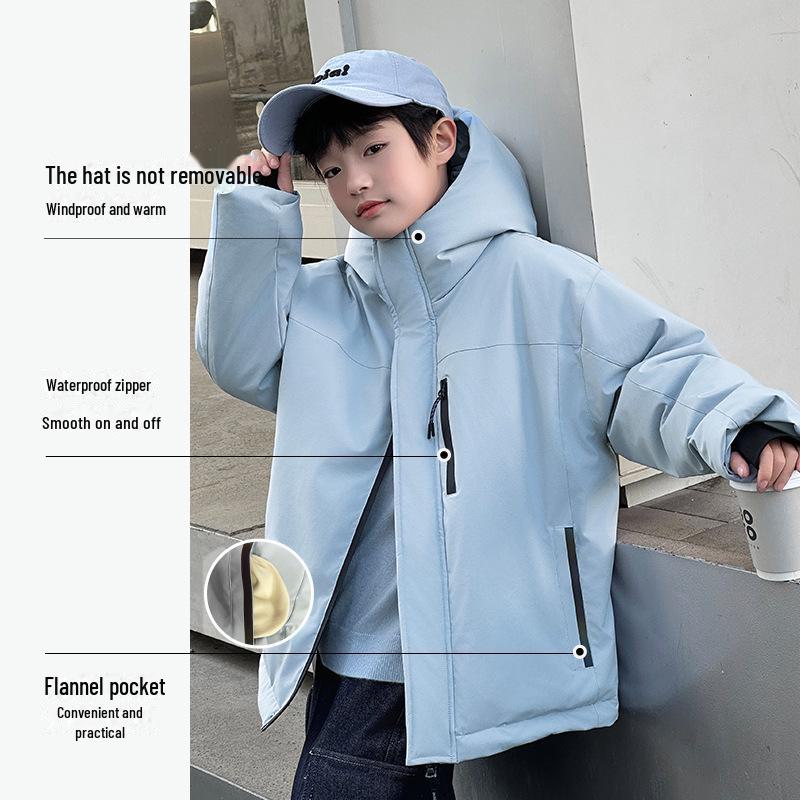 2024 Premium Black Gold Kids' Winter Down Jacket – 90% White Duck Down, Water-Resistant & Durable