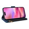 For iPhone 17 Case Zipper Wallet Multiple Card Slots Leather Phone Cover with Wrist Strap