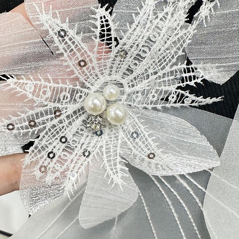 Handmade Rhinestone Decorative Organza Sewing Supplies Patch Applique Fashion Accessories Sequin Stereoscopic 2 Colors