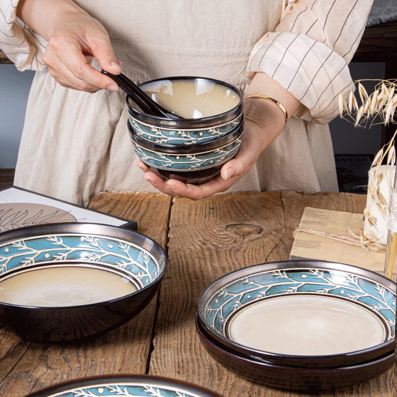 Qinkai Nordic Kiln Glaze Ceramic Soup Noodle Bowl